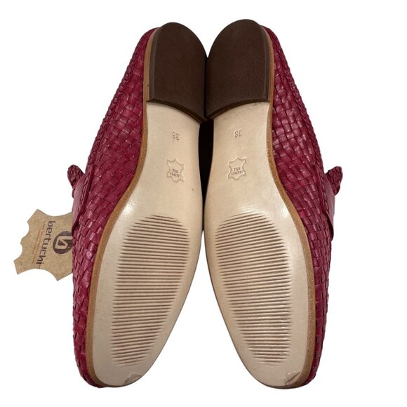 Bertuchi Genuine Leather Slip-On Mules Flats Loafers Woven Dark Pink Size 38 - Picture 8 of 16